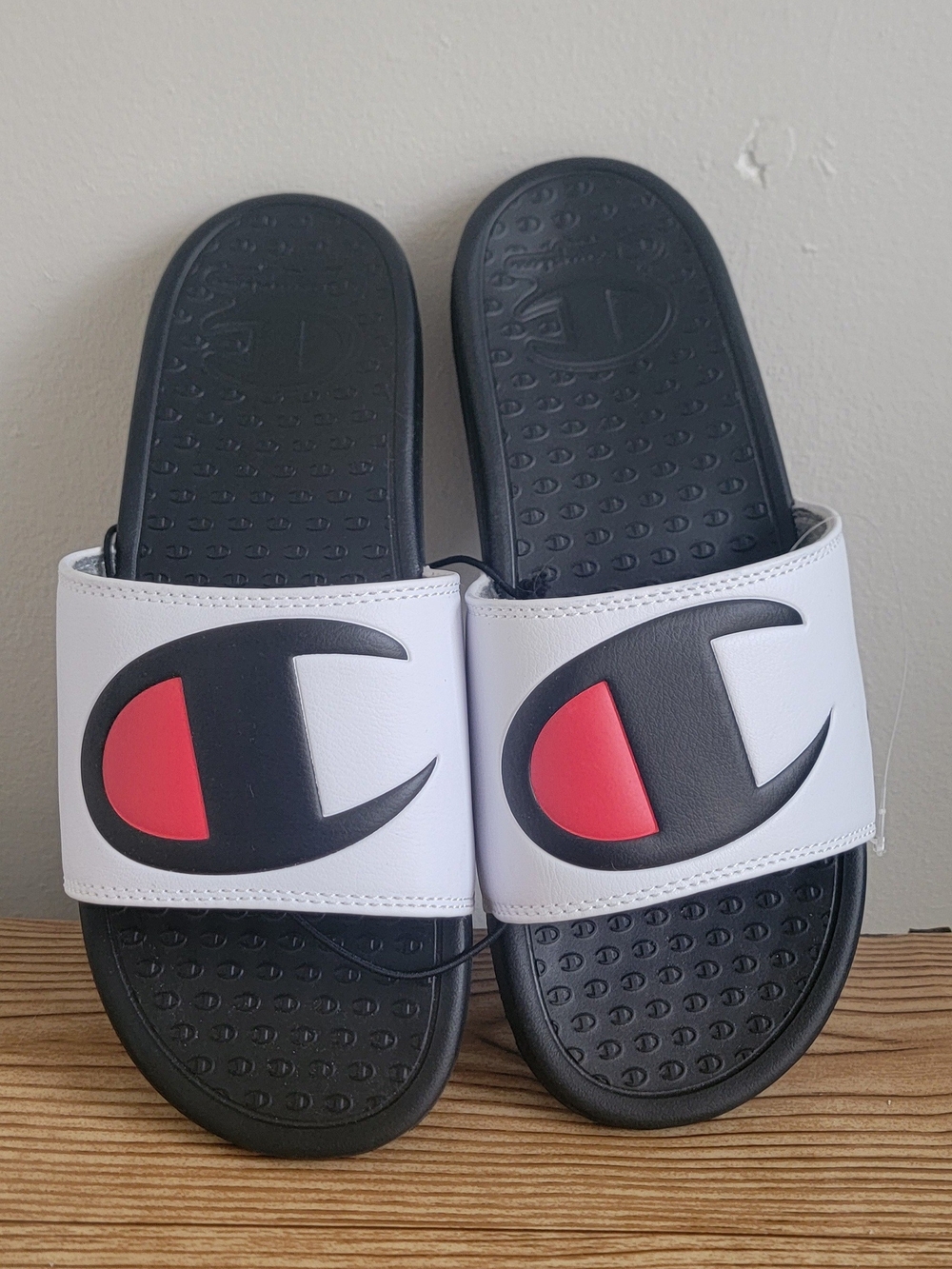 Champion Super Slide Split Men’s/Big Kids Slides Black White Red Size 7Y